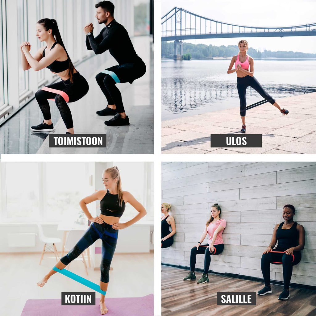 Hip Band / Vastusnauhat 8.2cm, 3 Eri Vastusta/Väriä S-L Polyesteri/Puuvilla