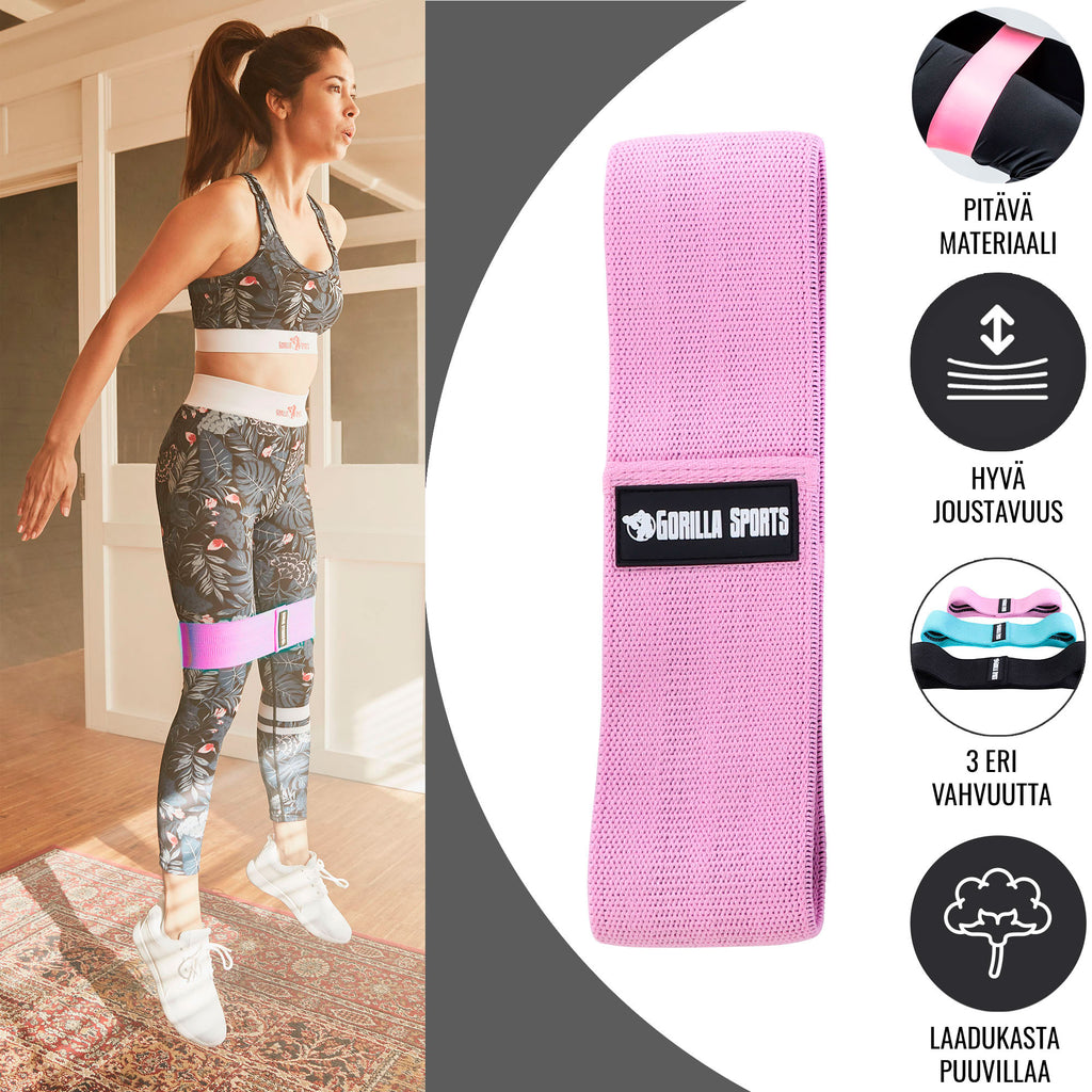 Hip Band / Vastusnauhat 8.2cm, 3 Eri Vastusta/Väriä S-L Polyesteri/Puuvilla