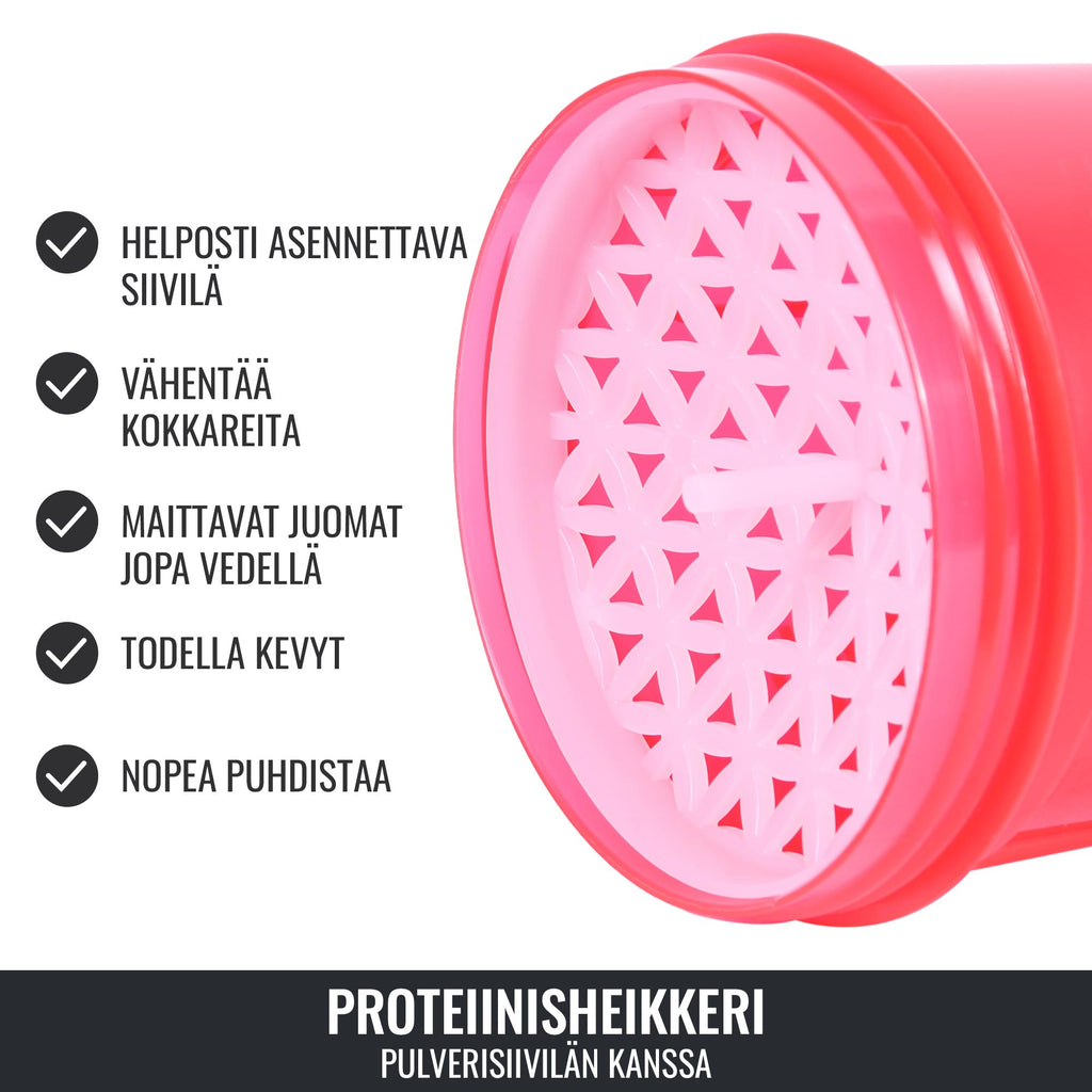 Gorilla Sports Shaker Lokerolla 500ml, 20.5x10cm, 100% BPA/DEHP-vapaa, Musta/Punainen
