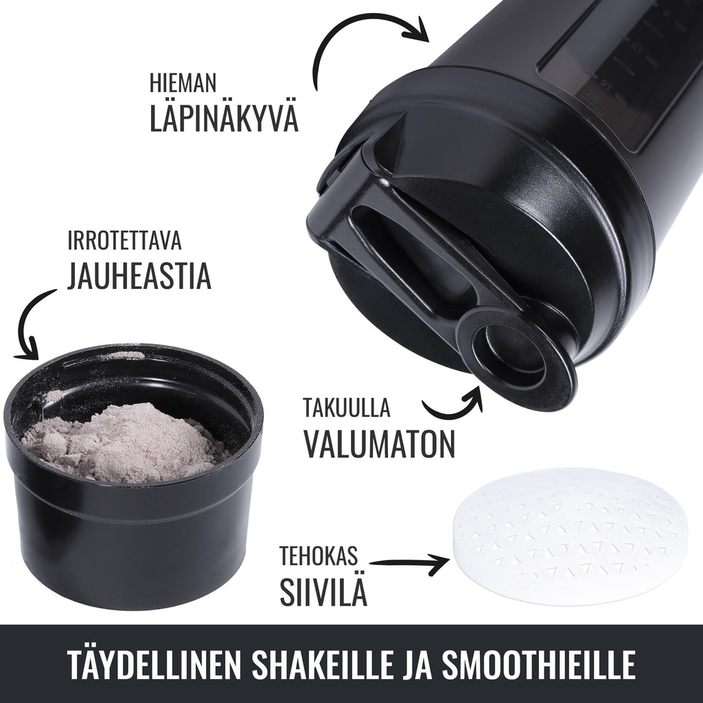 Gorilla Sports Shaker Lokerolla 500ml, 20.5x10cm, 100% BPA/DEHP-vapaa, Musta/Punainen