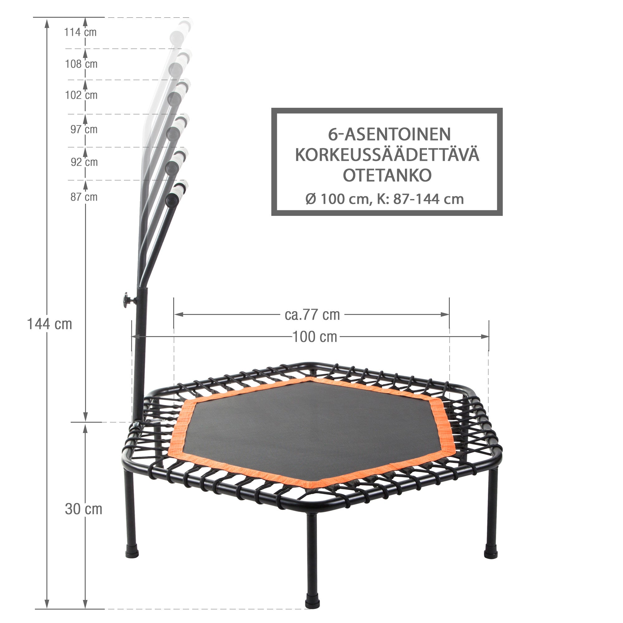 Fitness Trampoliini 100cm, Trampoliini Kahvatangolla, Oranssi