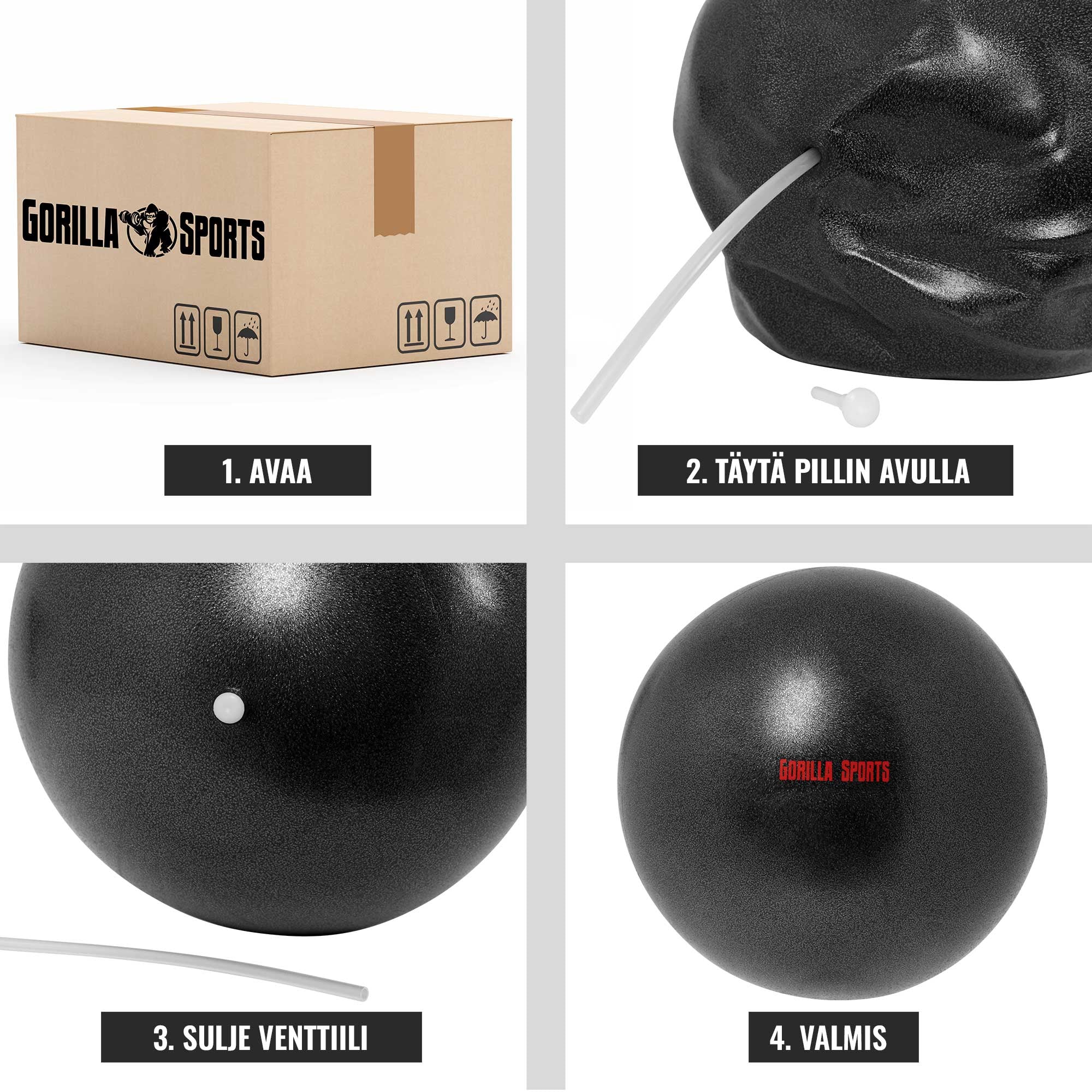 Pilatespallo 22 cm + Pumppu – Monipuolinen Harjoituspallo Kehonhuoltoon, Musta