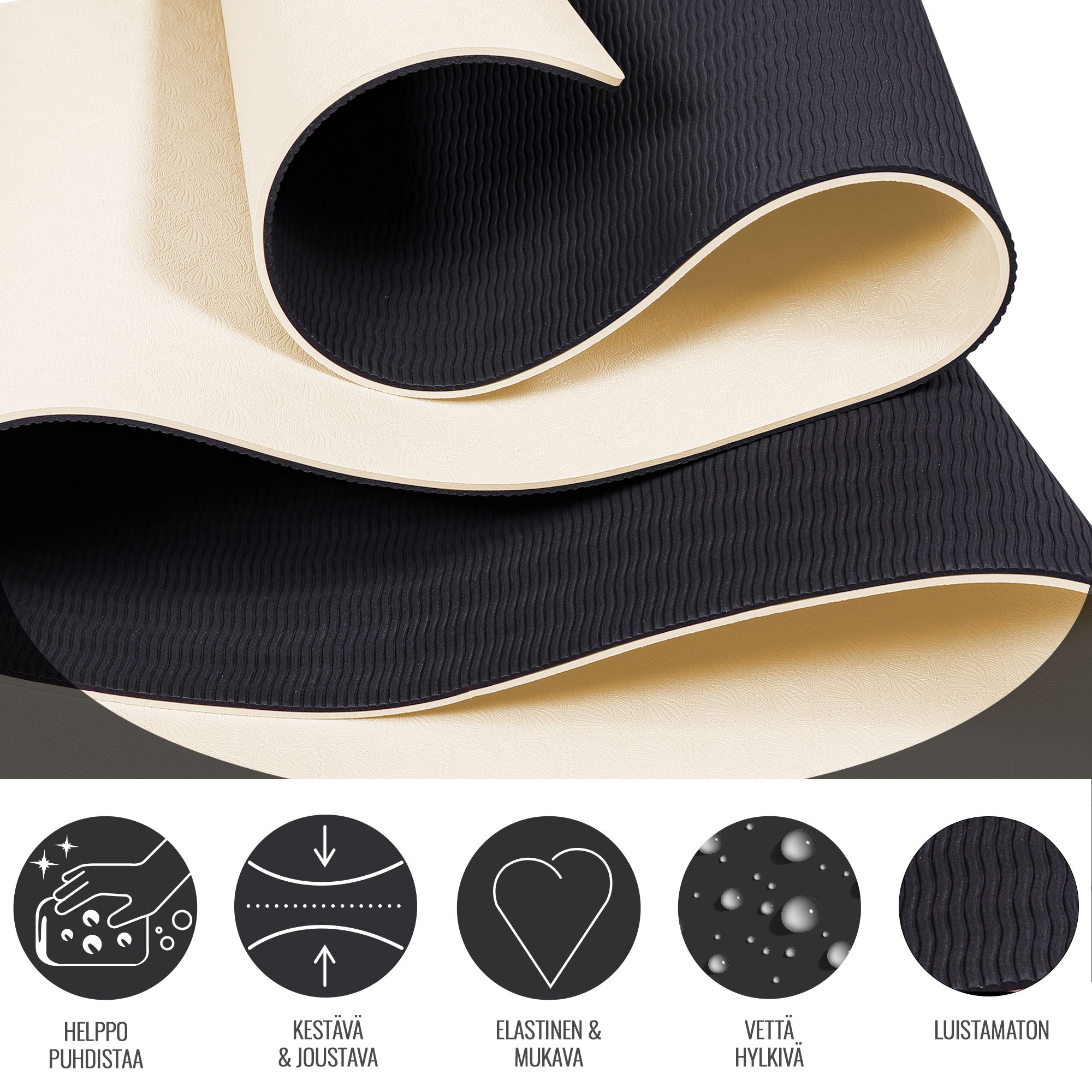 Joogamatto 6mm, Ihoystävällinen, 180x60cm