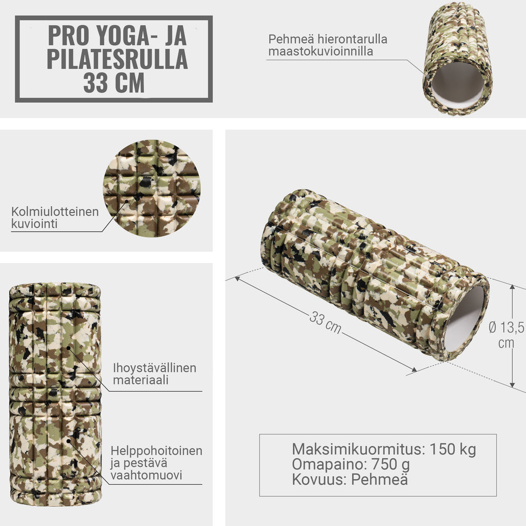 Foam Roller, Hierontarulla, Camo, 33x13cm