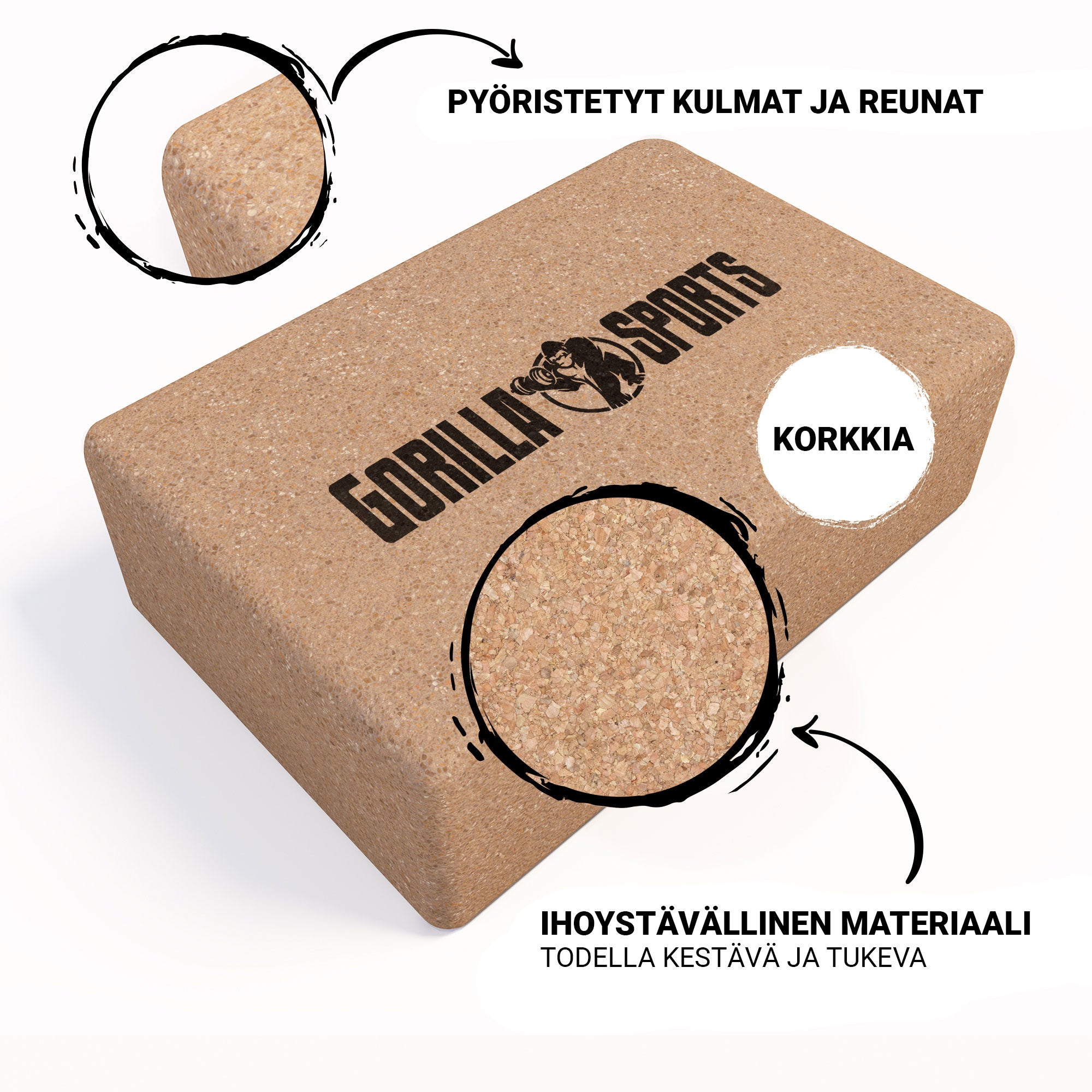 Yoga Block, Joogapalikka, Korkki, 22,5x15x7,5cm