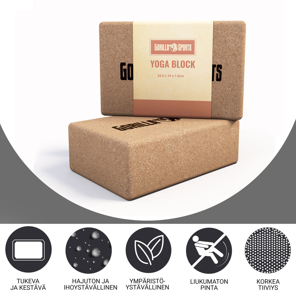 Yoga Block, Joogapalikka, Korkki, 22,5x15x7,5cm
