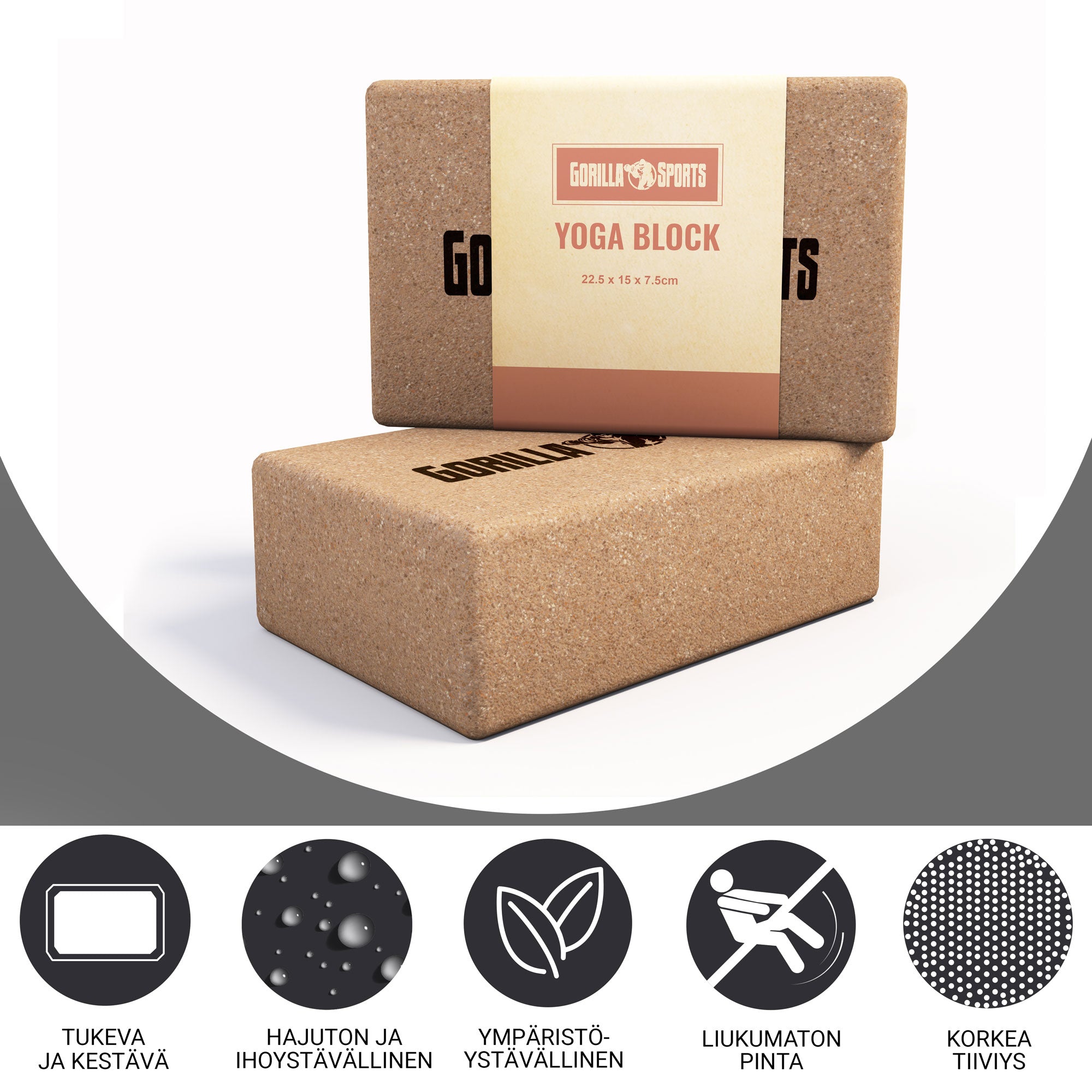 Yoga Block, Joogapalikka, Korkki, 22,5x15x7,5cm