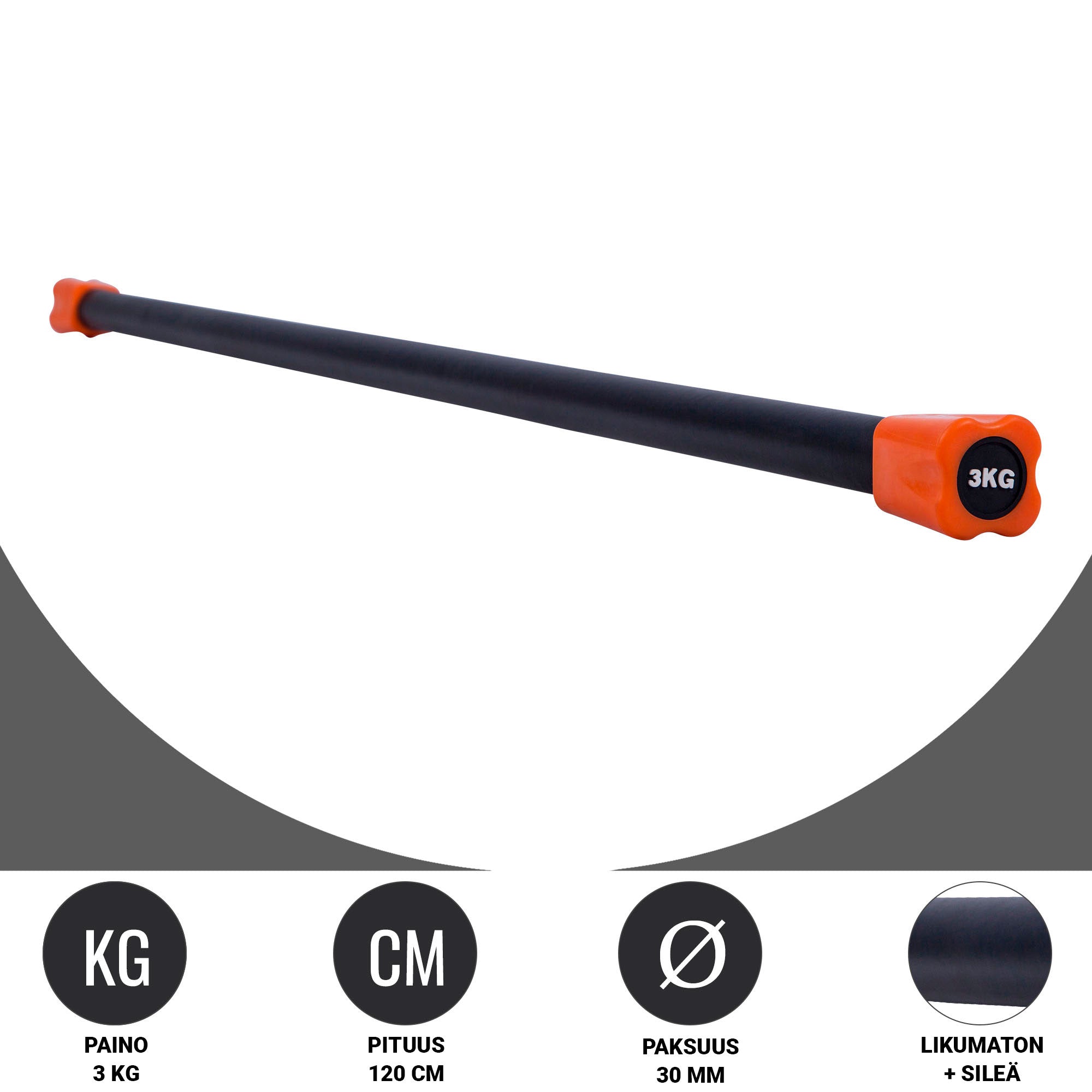 Painotanko Aerobic Bar 1-10kg, 120-132cm, Useita Värejä