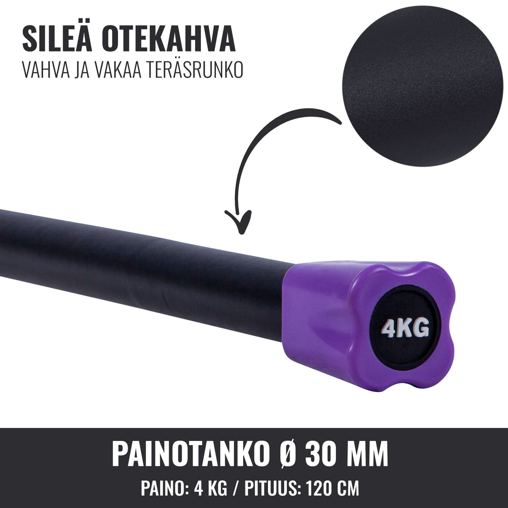 Painotanko Aerobic Bar 1-10kg, 120-132cm, Useita Värejä