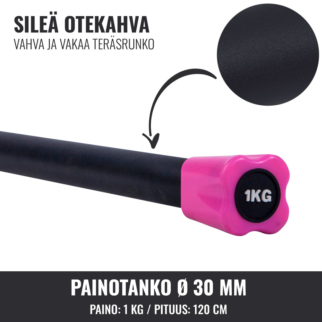 Painotanko Aerobic Bar 1-10kg, 120-132cm, Useita Värejä