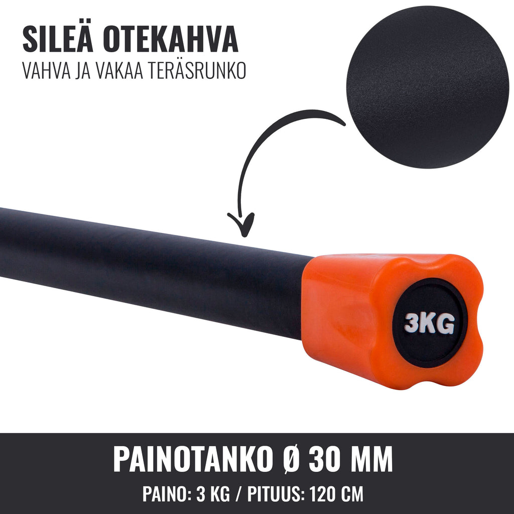 Painotanko Aerobic Bar 1-10kg, 120-132cm, Useita Värejä