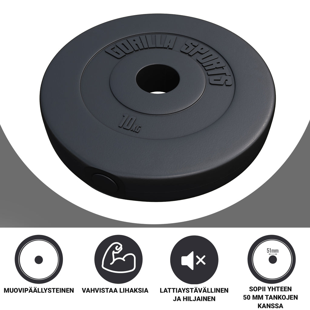Levypaino 10kg, 50mm Vinyylipaino, Musta