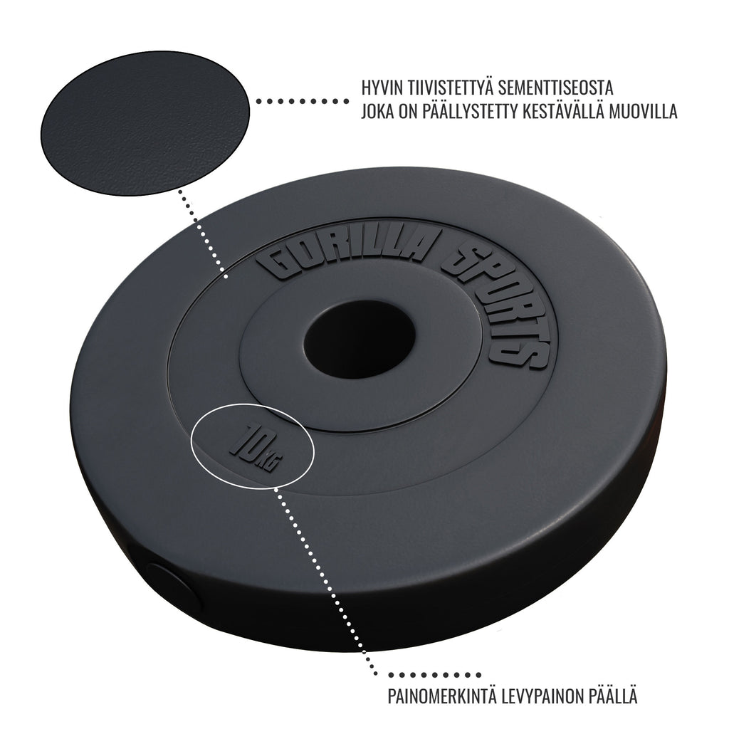 Levypaino 10kg, 50mm Vinyylipaino, Musta