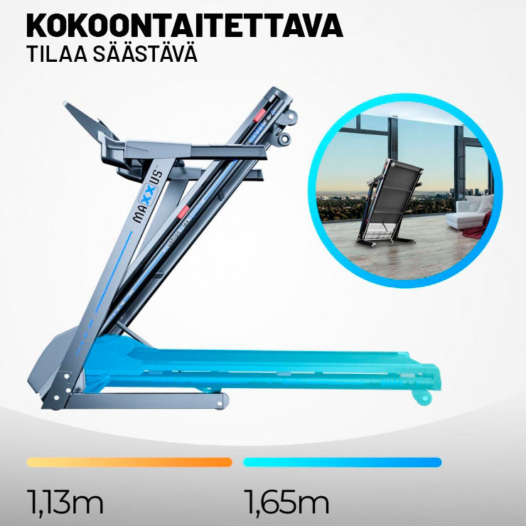 Kokoontaitettava juoksumatto MAXXUS RunMaxx 4.2i – 16 km/h, max. 110 kg, LCD-näyttö