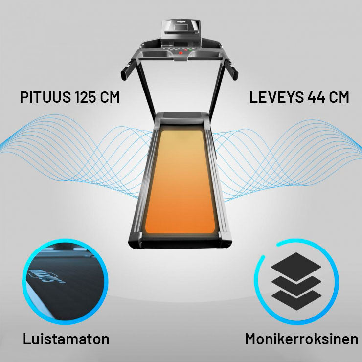 Kokoontaitettava juoksumatto MAXXUS RunMaxx 4.2i – 16 km/h, max. 110 kg, LCD-näyttö