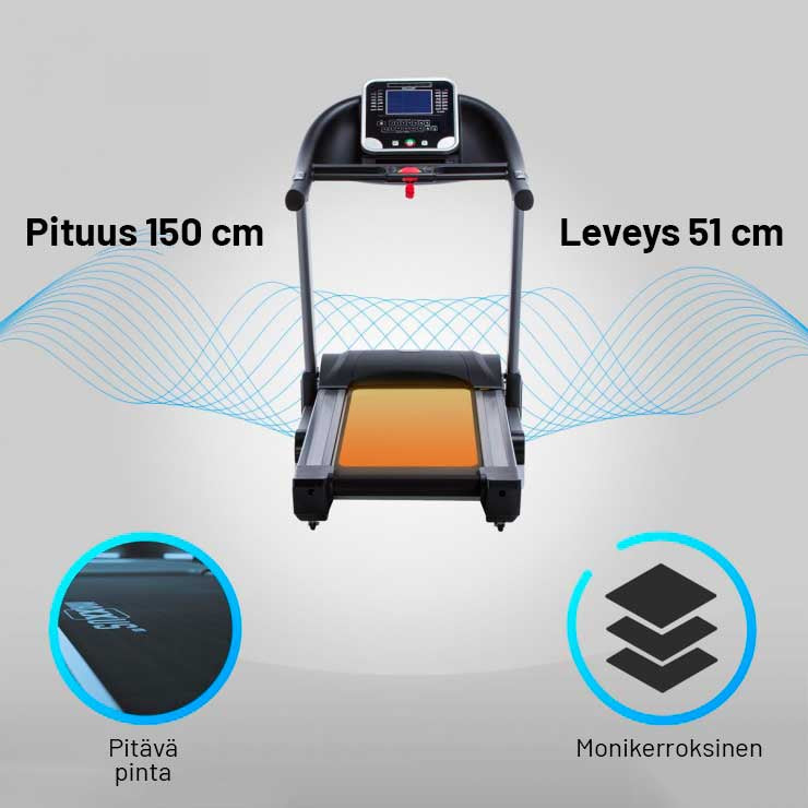 Juoksumatto MAXXUS 8.1 – Kokoontaitettava, 20 km/h,  max.140 kg, LED-Näyttö