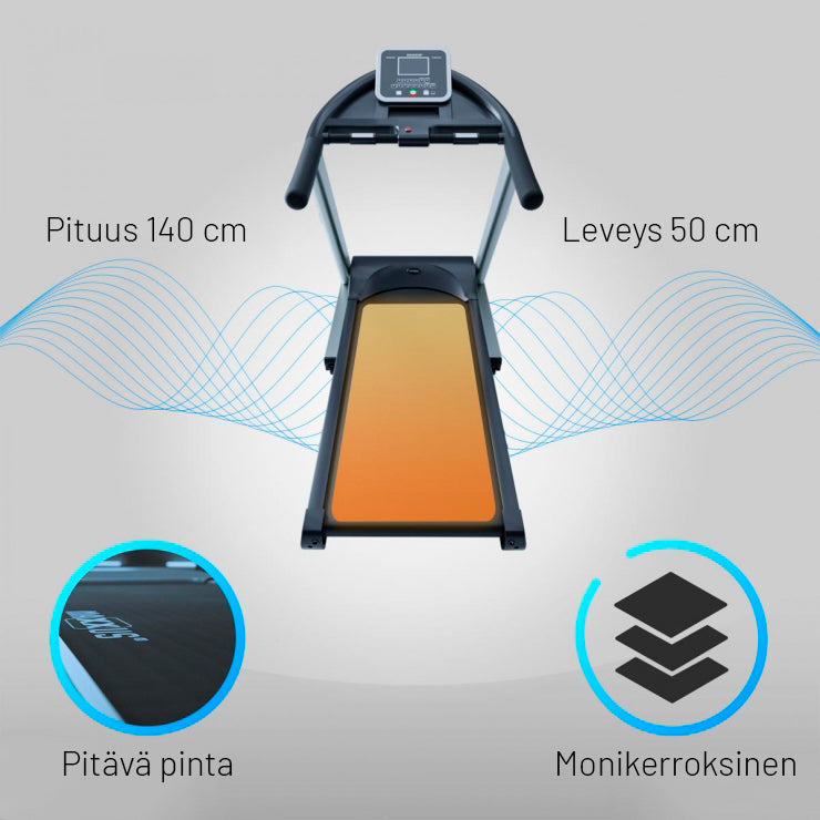Juoksumatto MAXXUS 7.3 – Kokoontaitettava, 18 km/h, max. 130 kg, LED-Näyttö, Vaimennusjärjestelmä