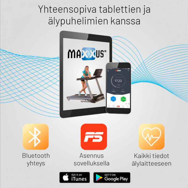 Taitettava Juoksumatto MAXXUS 7.1 RunMaxx – LCD-Näyttö, 11 Ohjelmaa, 18 km/h & 16 Kaltevuutta – 120 kg