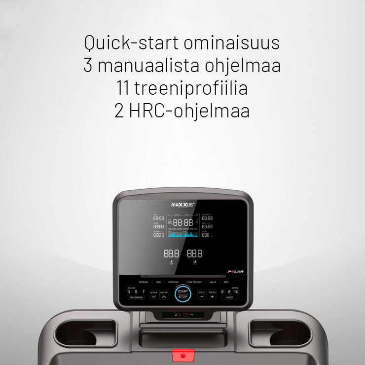 Taitettava Juoksumatto MAXXUS 7.1 RunMaxx – LCD-Näyttö, 11 Ohjelmaa, 18 km/h & 16 Kaltevuutta – 120 kg