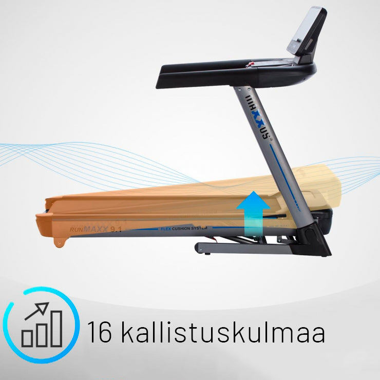 Juoksumatto MAXXUS 9.1 – Kokoontaitettava, XXL Juoksupinta, 20 km/h, Kaltevuudensäätö – max. 140 kg