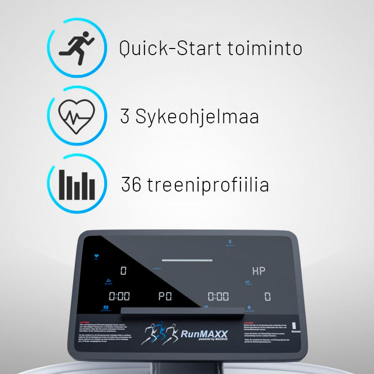 Juoksumatto MAXXUS 9.1 – Kokoontaitettava, XXL Juoksupinta, 20 km/h, Kaltevuudensäätö – max. 140 kg