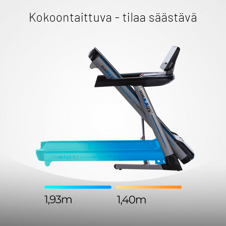 Juoksumatto MAXXUS 9.1 – Kokoontaitettava, XXL Juoksupinta, 20 km/h, Kaltevuudensäätö – max. 140 kg
