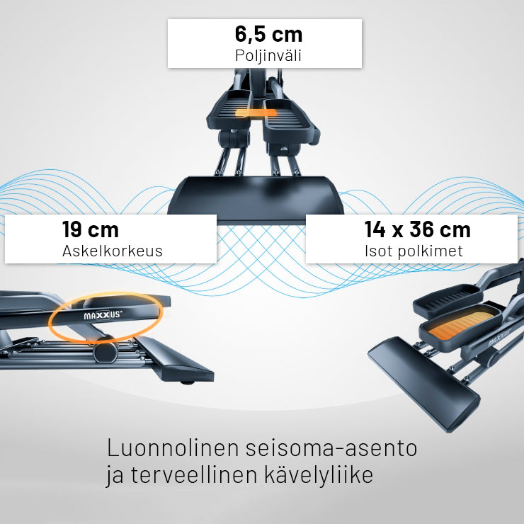 MAXXUS Crosstrainer CX 6.1 Magneettivastuksella 29kg Vauhtipyörällä