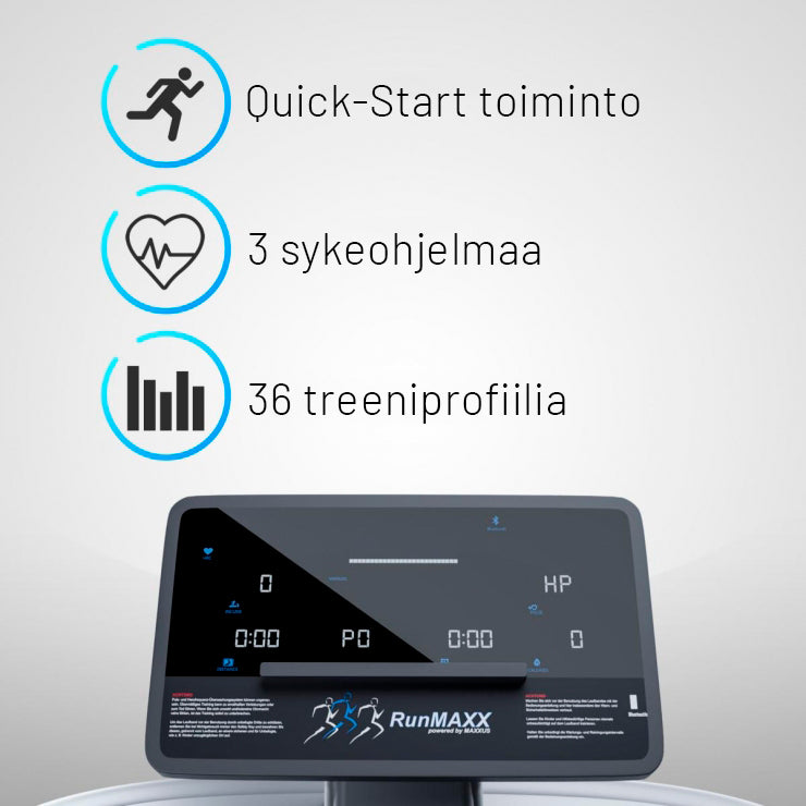 MAXXUS Juoksumatto RunMaxx 90 Pro LCD-Näytöllä Kaksoispehmustejärjestelmällä Max. 150kg