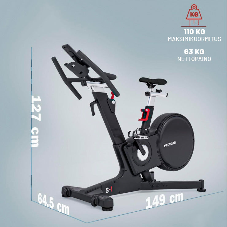 MAXXUS Kuntopyörä S1 Harjoitustietokoneella LCD-Näyttö 18kg Vauhtipyörä