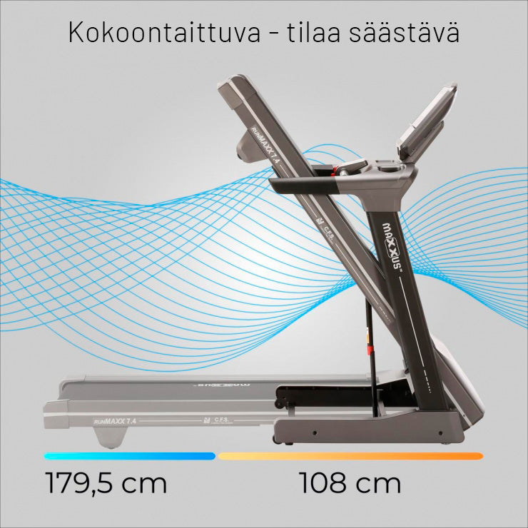 MAXXUS Juoksumatto RunMaxx 7.4 Kokoontaitettava TFT-Näyttö Max. 130kg