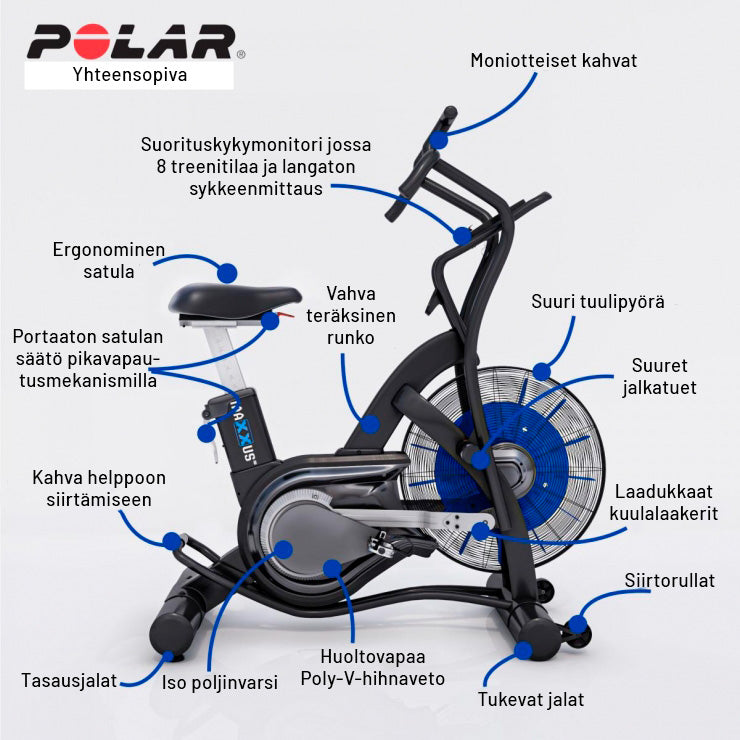 MAXXUS AirBike 90 PRO Korkeussäädettävä Ajotietokoneella LCD-Näyttö