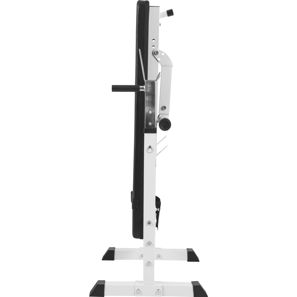 Säädettävä Painonnostopenkki Valkoinen + Vinyylinen Levytankosarja 100kg