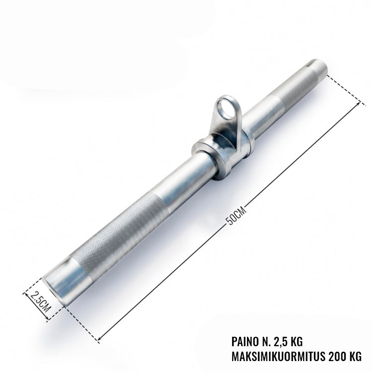 Pyörivä Suora Tanko Vetotanko Taljaan 50cm, 2.5kg, Max. 200kg Kromi