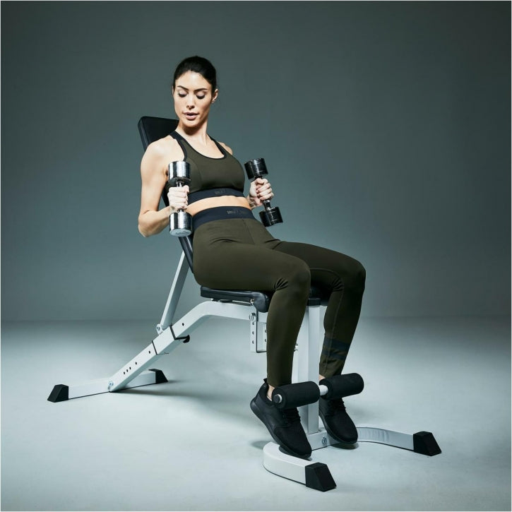 Säädettävä Vinopenkki Hauispenkillä 153cmx55cmx55-190cm Max. 280kg Valkoinen