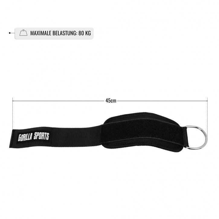 Säädettävä Nilkkaremmi 45cm, Max. 80kg Nailon/Neopreeni Musta
