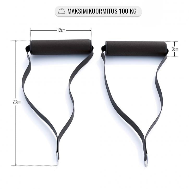 Pehmustettu Yhden Käden Taljakahvat 30x12cm, Max. 100kg Nailon/Vaahtomuovi Musta 2kpl