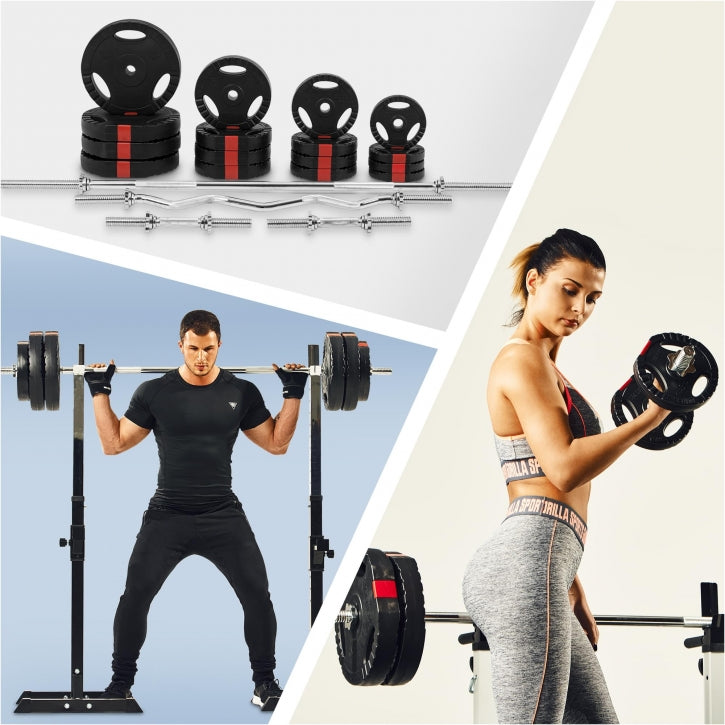 Levytankosarja 100 kg Ø 30 mm – Vinyyli Tri Grip Levypainot – Suora Levytanko + EZ-Kulmatanko + Käsipainotangot