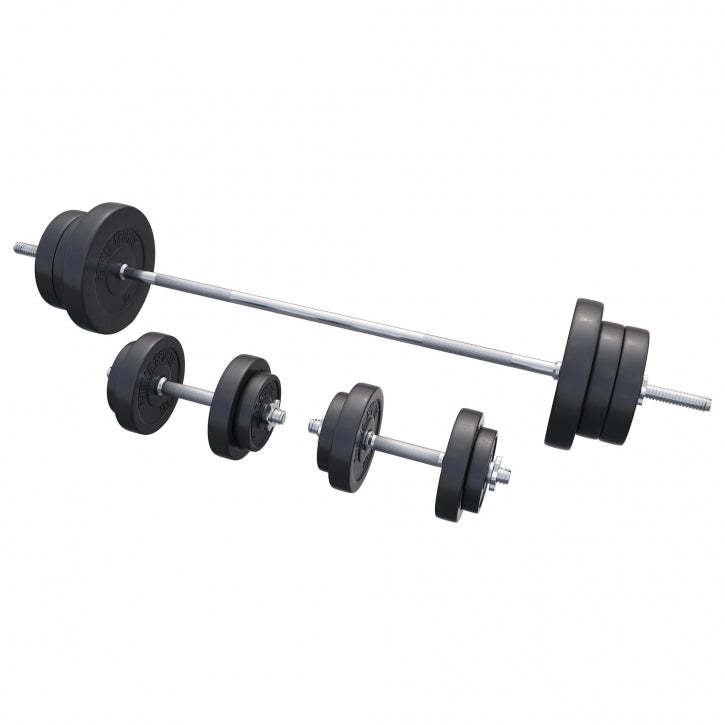 Levytankosetti 70kg / Vinyyliset Levypainot + Suora Levytanko 170cm Ja Käsipainotangot 35cm, Ø 30/31mm