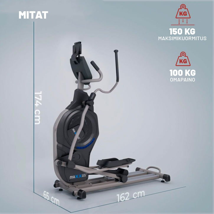 MAXXUS Crosstrainer CX 9.1 Musta Ilma- Ja Magneettivastuksella 8kg Vauhtipyörällä