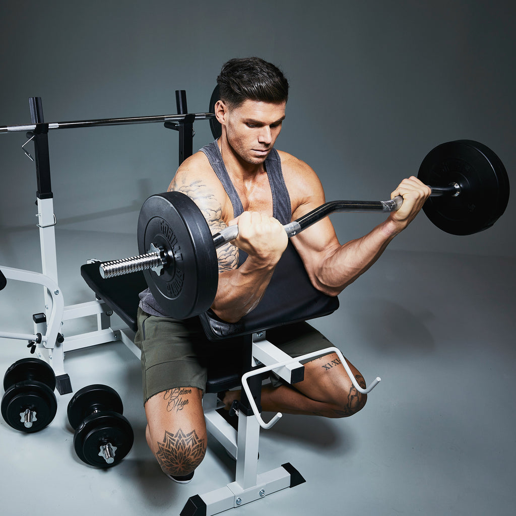 Levytankosarja 100 kg (Ø 30/31 mm) – vinyyliset levypainot + suora tanko 170 cm, EZ-tanko 120 cm & käsipainotangot 35 cm