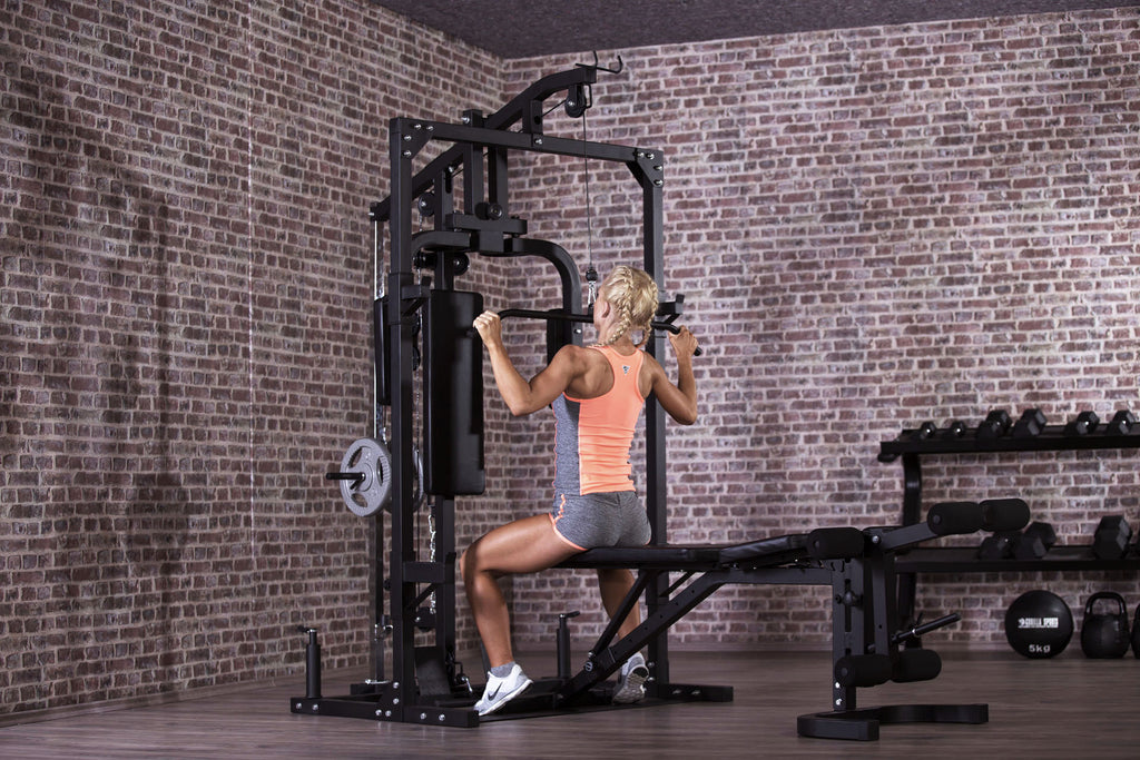 Monipuolinen Kuntokeskus Säädettävällä Vinopenkillä Ø 30/31mm Levypainoille 237x119x209,5cm