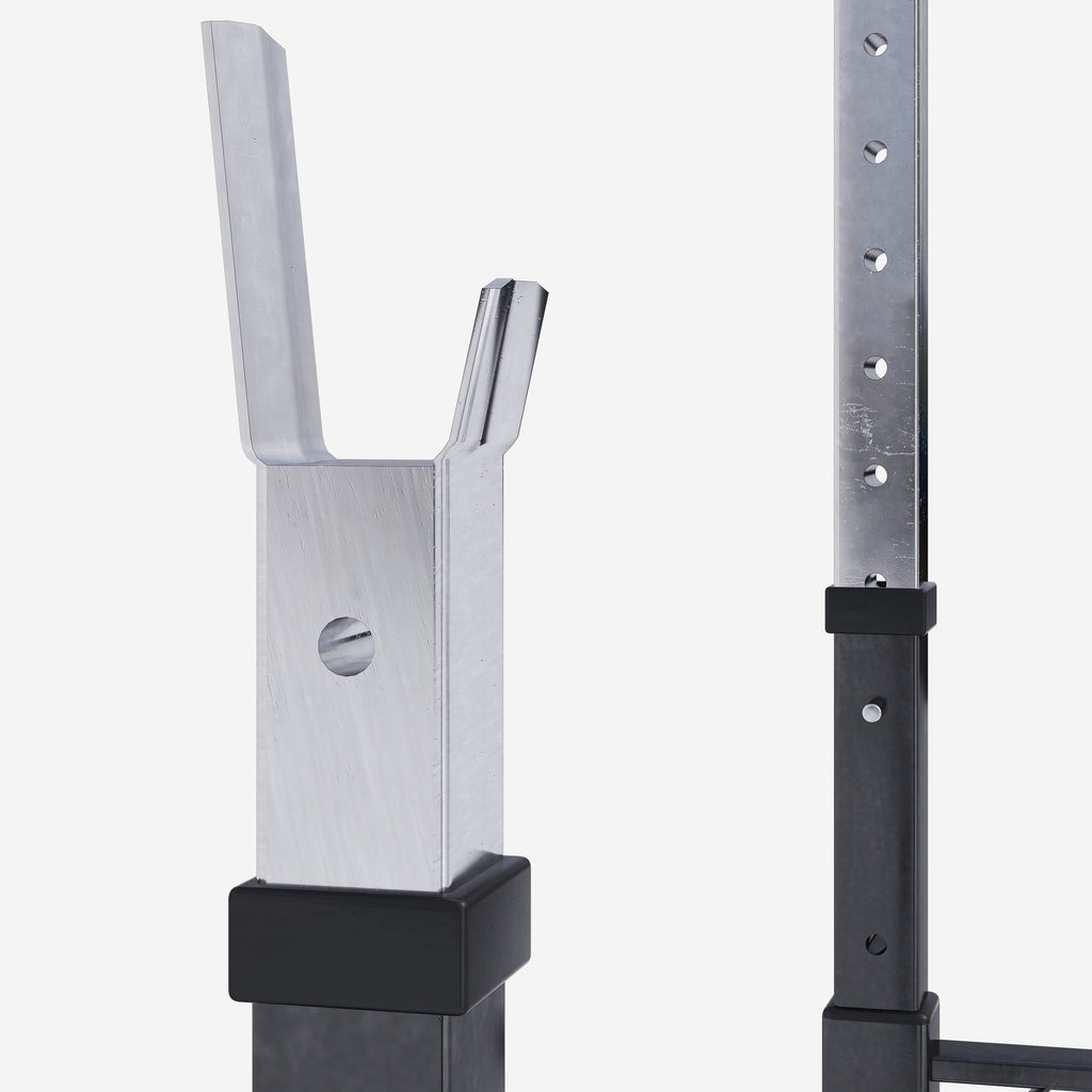 Säädettävät Kyykkytelineet / Levytankotelineet 2 kpl – Turvaraudoilla, Max. 500 kg, Musta