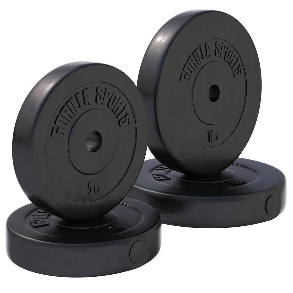 Levypainot 2x10kg 2x5kg, 30mm Vinyylipainot, Musta