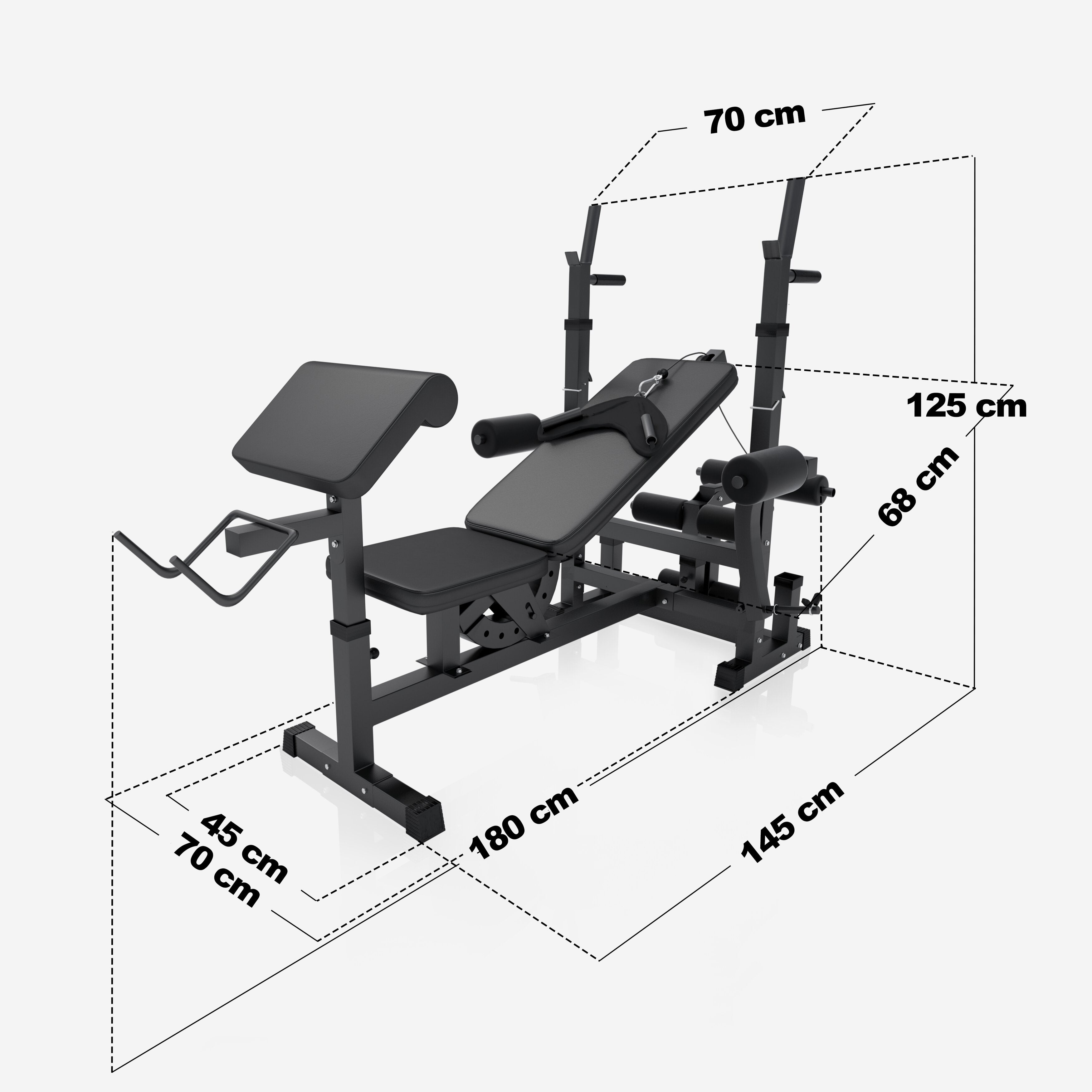 Monipuolinen Säädettävä Painonnostopenkki Black Edition + Painot Vinyylinen Levytankosarja 100kg