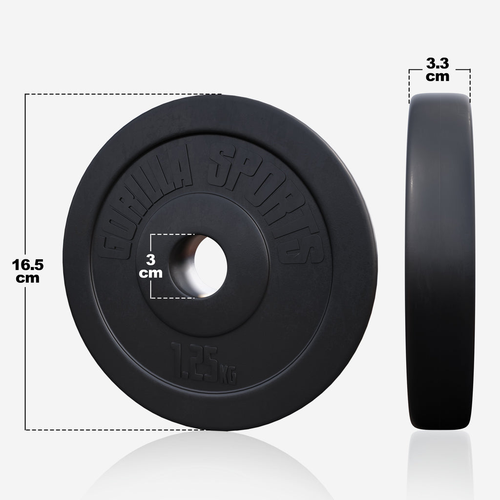 Levypaino 1,25kg, 30mm Vinyylipaino, Musta