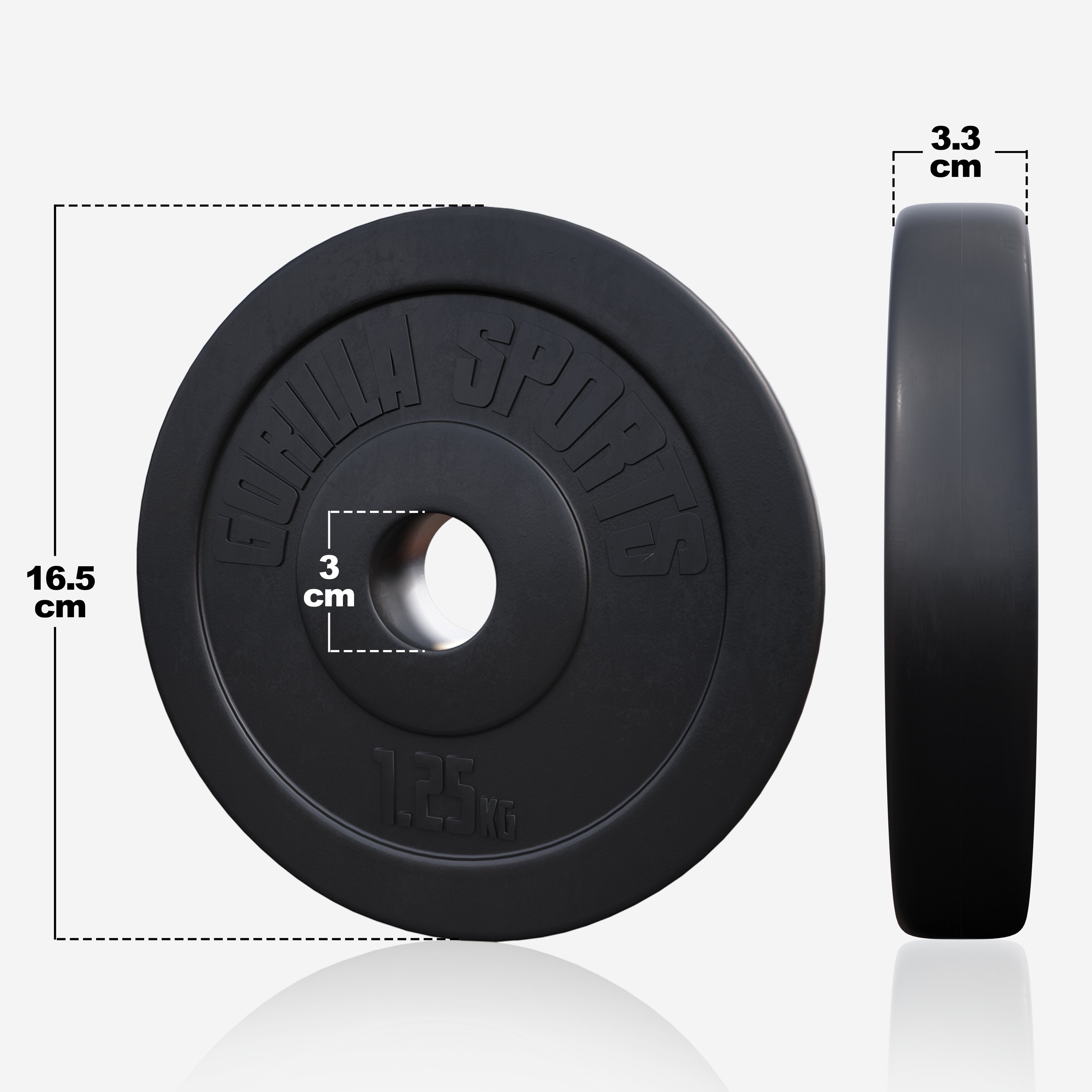 Levypaino 1,25kg, 30mm Vinyylipaino, Musta