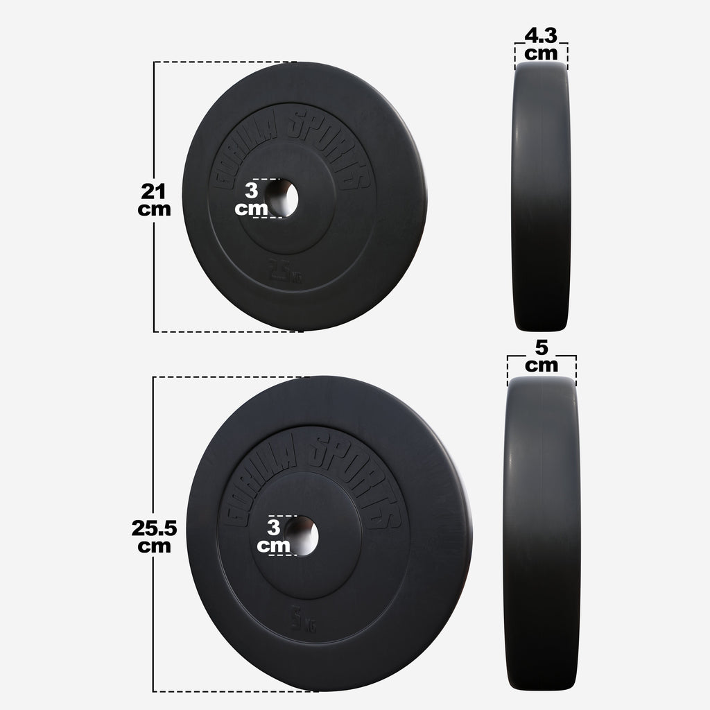 Levypainot 4x5kg 4x2,5kg, 30mm Vinyylipainot, Musta