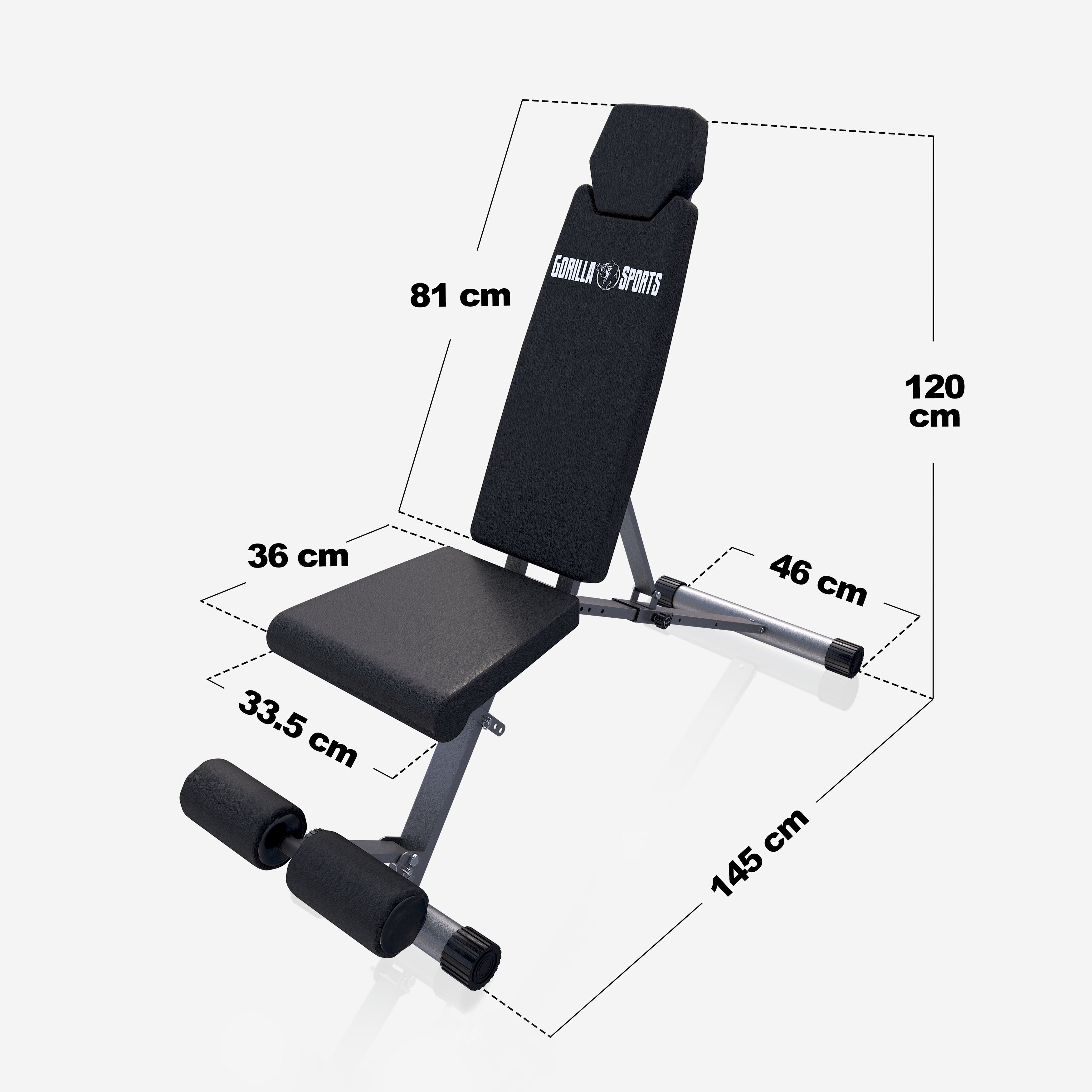 Säädettävä Vinopenkki Jalkatuella 145x46x120cm Max. 200 kg Musta