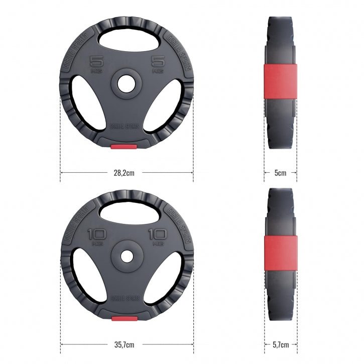 Levypainot 2x10kg 2x5kg, 30mm Vinyylipainot Otekahvoilla, Musta