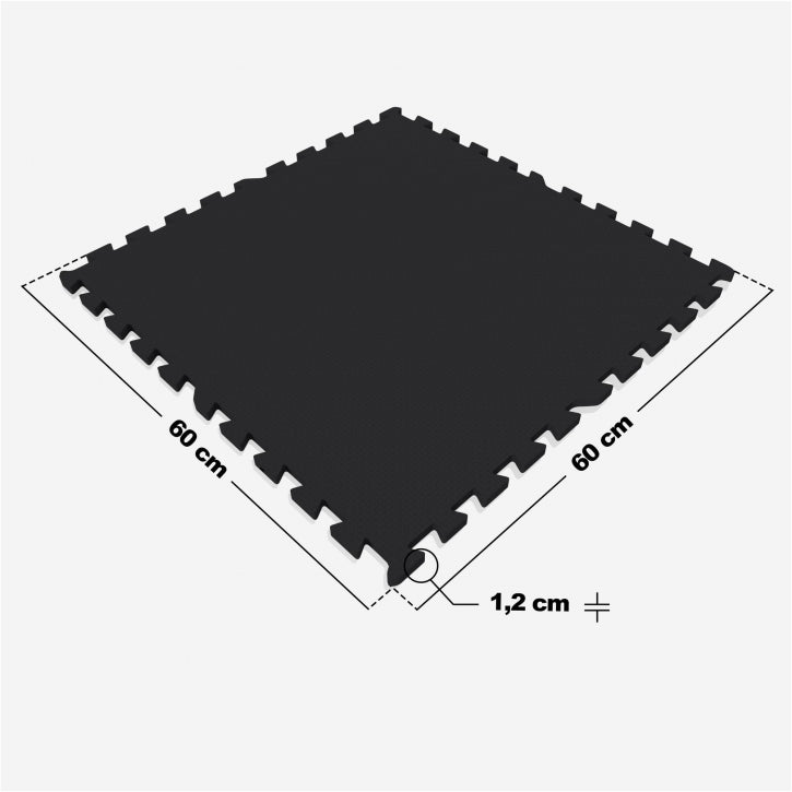 Treenimatto / Palamatto, 16 Palaa 60x60x1,2cm EVA-Vaahtomuovi Musta